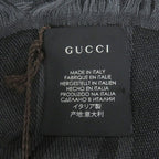 Gucci Wool Silk GG Logo Diamante Checked Fringe Stole Scarf Shawl Gray — view 8
