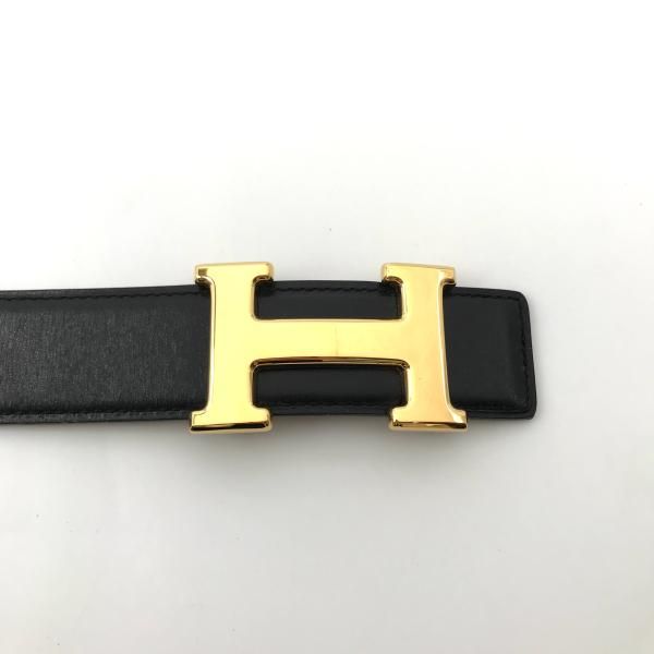 Hermes Leather Constance Buckle Reversible Belt 70 Black Gold — view 3
