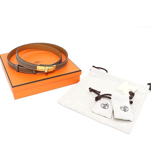 Hermes Belt Kelly 18 Vaux Epson Etoupe Gold Hardware — view 7