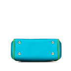 Dior Gusset Shoulder Bag 2-Way Blue Green Satin Canvas — view 3