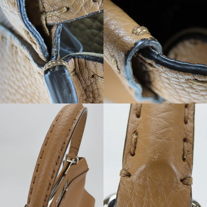 Fendi Handbag Peekaboo 8 Bn290 Selleria Leather Brown Silver Hardware 2-Way — view 4