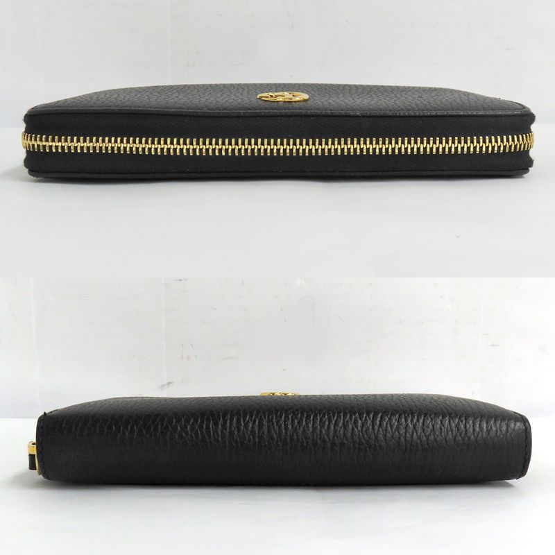 Gucci Double G Zip Around Wallet Black Gold Hardware Leather — view 3