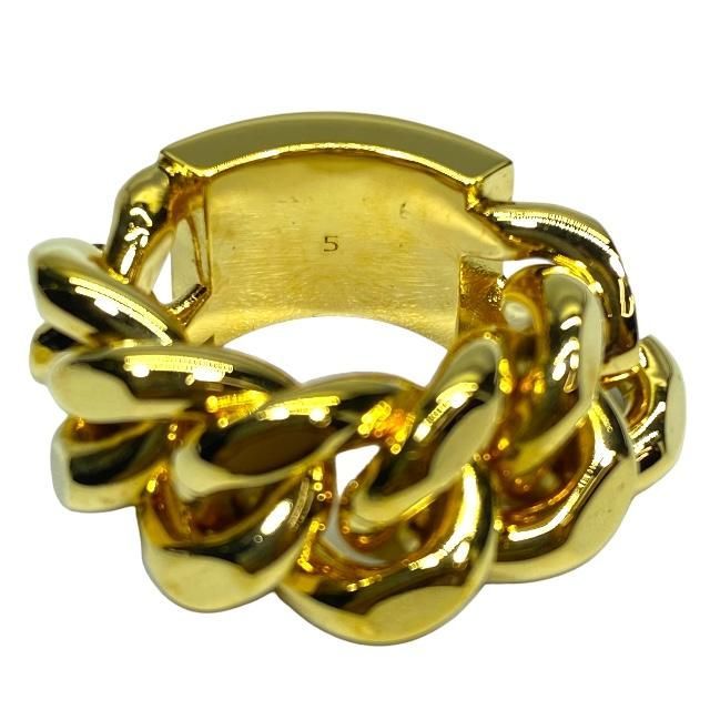Saint Laurent Chunky Chain Ring Accessories Small Logo GP Gold 5 — view 7