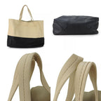 Celine Tote Bag Horizontal Cabas ebt Leather Beige Black Gold Hardware — view 3