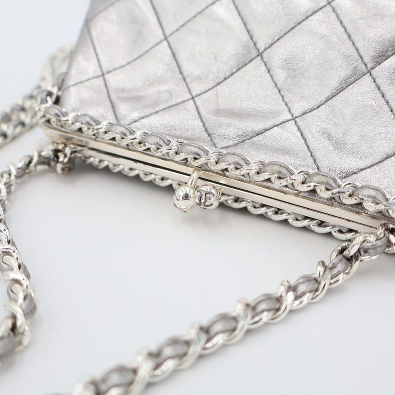 Chanel Fishmouth Chain Shoulder Bag Silver Vintage 3 rd — view 8