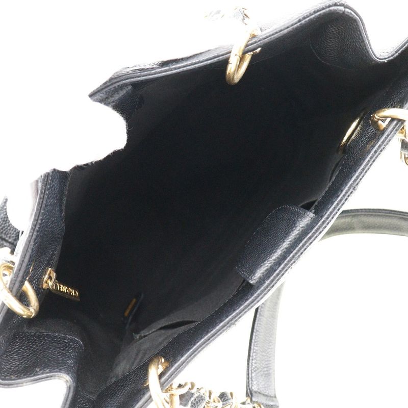 Chanel Petite Shopping Tote PST Chain Quilted Caviar Leather Black Shoulder Bag — view 5