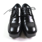 Prada Back Logo Platform Lace Up Leather Shoes Black 35.5 and Storage — view 4