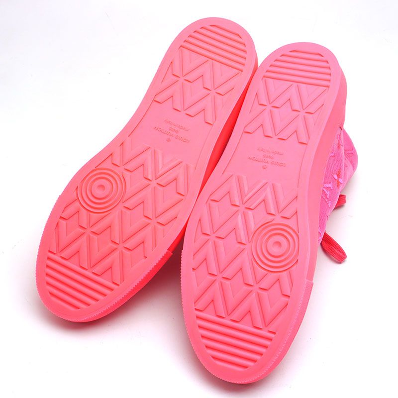 Louis Vuitton Tattoo Line High Cut Sneakers 8 Neon Pink Mesh — view 8