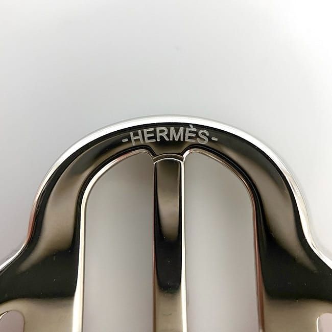 Hermes Scarf Ring Mini Buckle Boucle Silver Red — view 8
