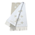 Louis Vuitton Echarpe Reykjavik 100% Cashmere Stole Grey Light Blue — view 2