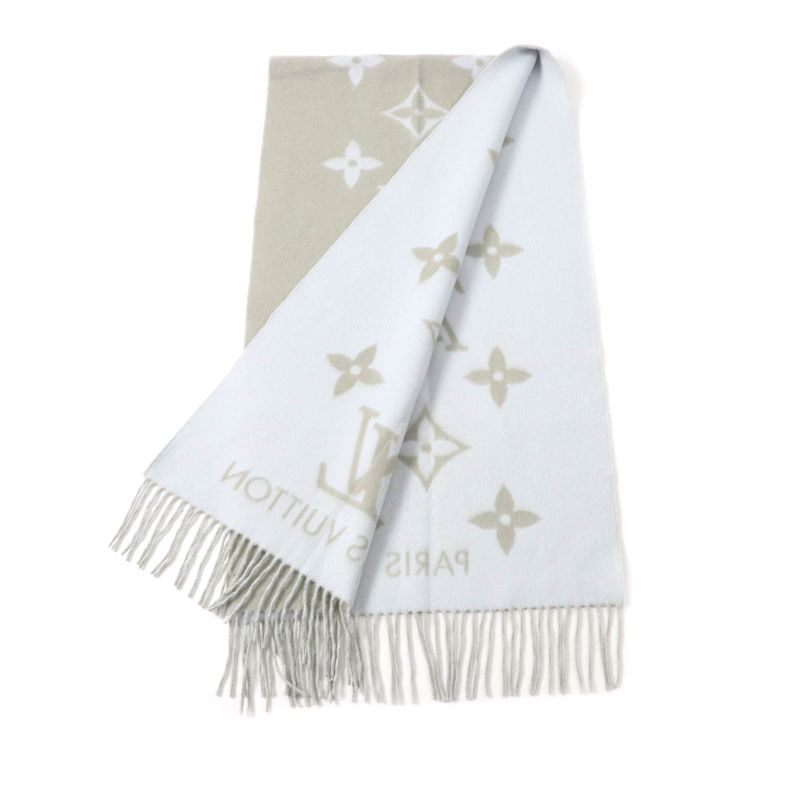 Louis Vuitton Echarpe Reykjavik 100% Cashmere Stole Grey Light Blue — view 2