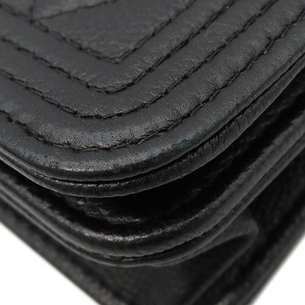 Chanel Chain Wallet Boy Caviar Leather Black Hardware — view 4