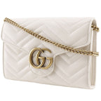 Gucci GG Marmont Chain Shoulder 2-Way Clutch Calf White — view 2