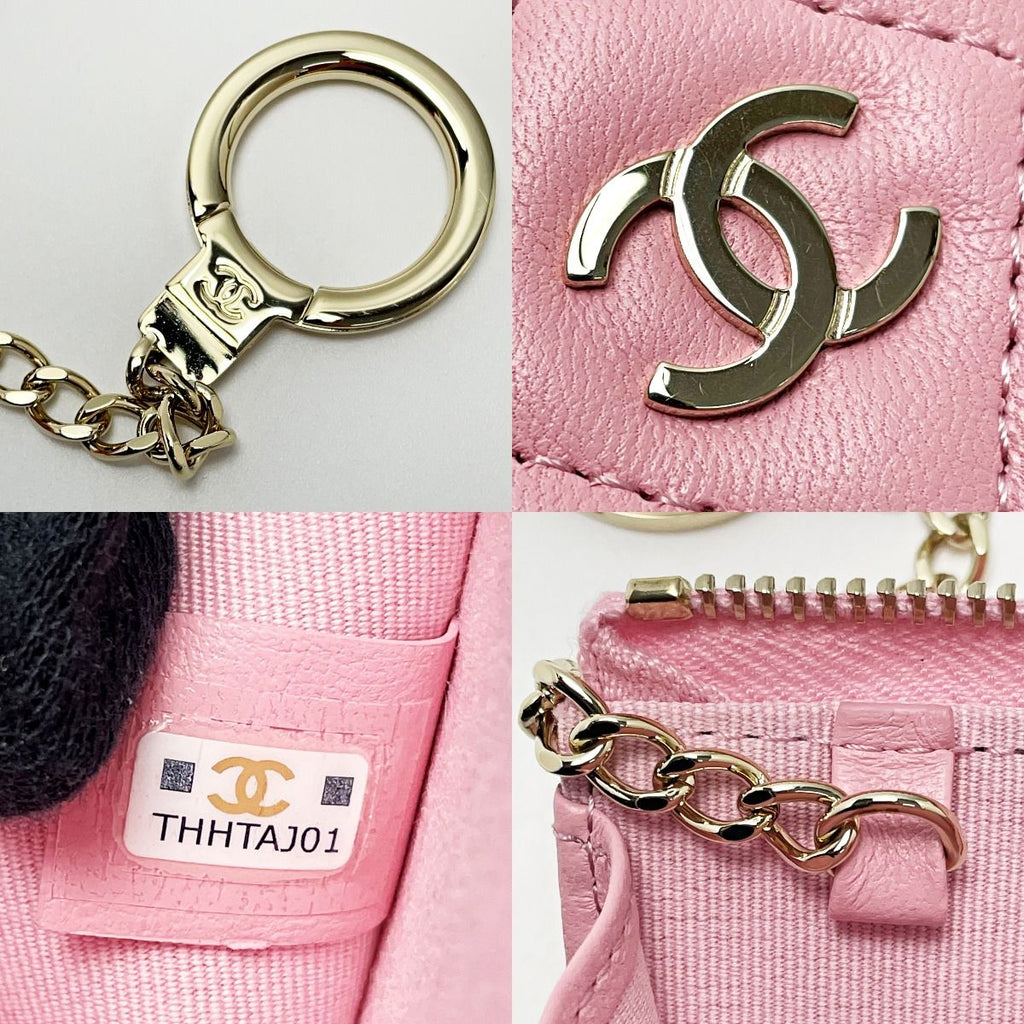 Chanel Quilted Ap0221 Baby Pink Coin Case Lambskin Gold Hardware — view 6