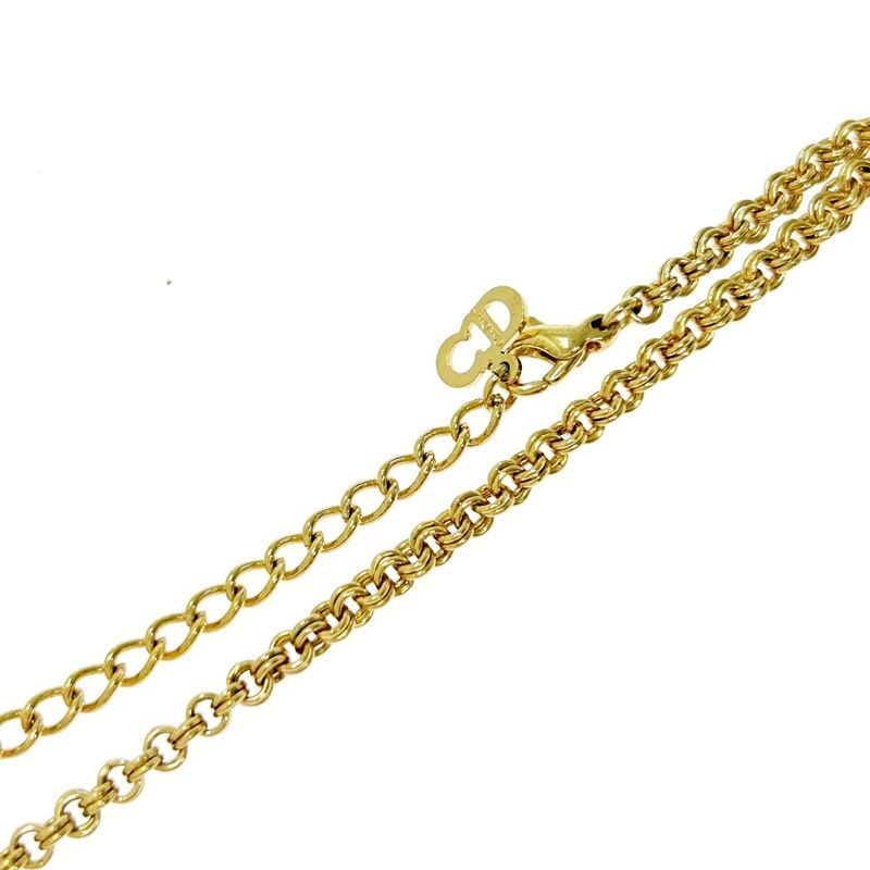 Christian Dior GP Rhinestone CD Logo Necklace Gold — view 6