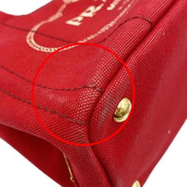 Prada Canvas Tote Canapa Bag Red — view 5