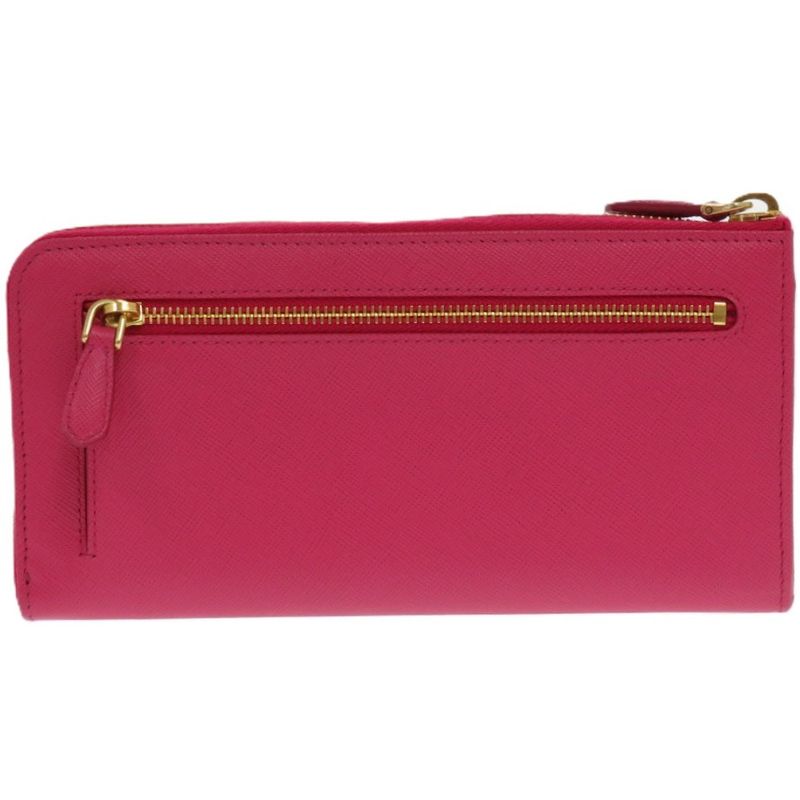 Prada Round Zipper Ribbon 1 M0506 Leather Saffiano Peonia 1211 Long — view 3