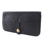Hermes Dogon Long Taurillon Clemence Black P Wallet — view 2