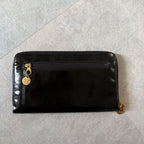 Chanel Round Zipper Long Wallet Coco Patent Leather Decacoco Black — view 6