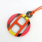 Hermes Necklace H Equipe Buffalo Horn Multicolor Pink Pendant Accessory — view 4