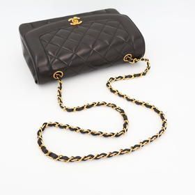 Chanel Quilted Diana Chain Shoulder Bag Black Lambskin — view 6