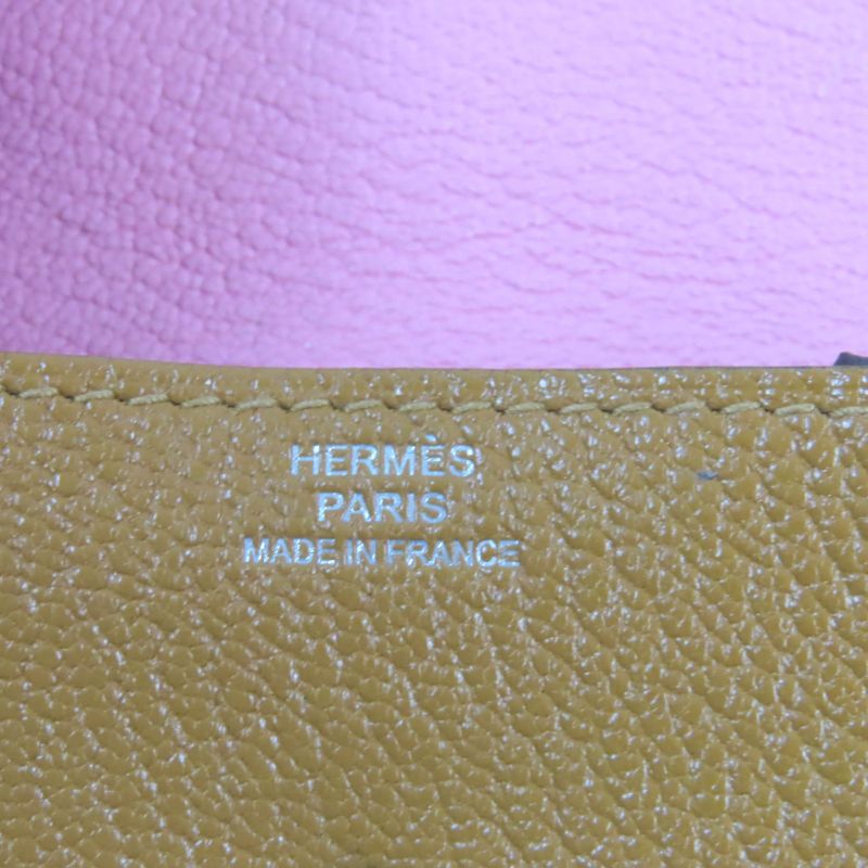 Hermes le Van Cattle Verso Bicolor Chevre Mizor Coin Case Brown Pink — view 8