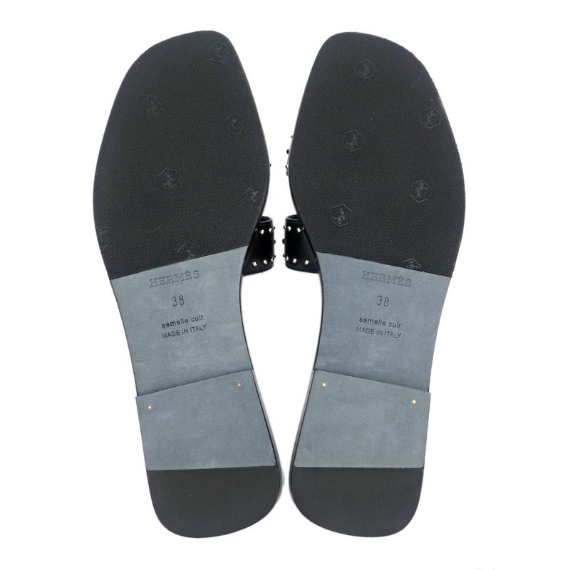 Hermes Oran Studded Sandals Size 38 Black Apparel Shoes — view 7