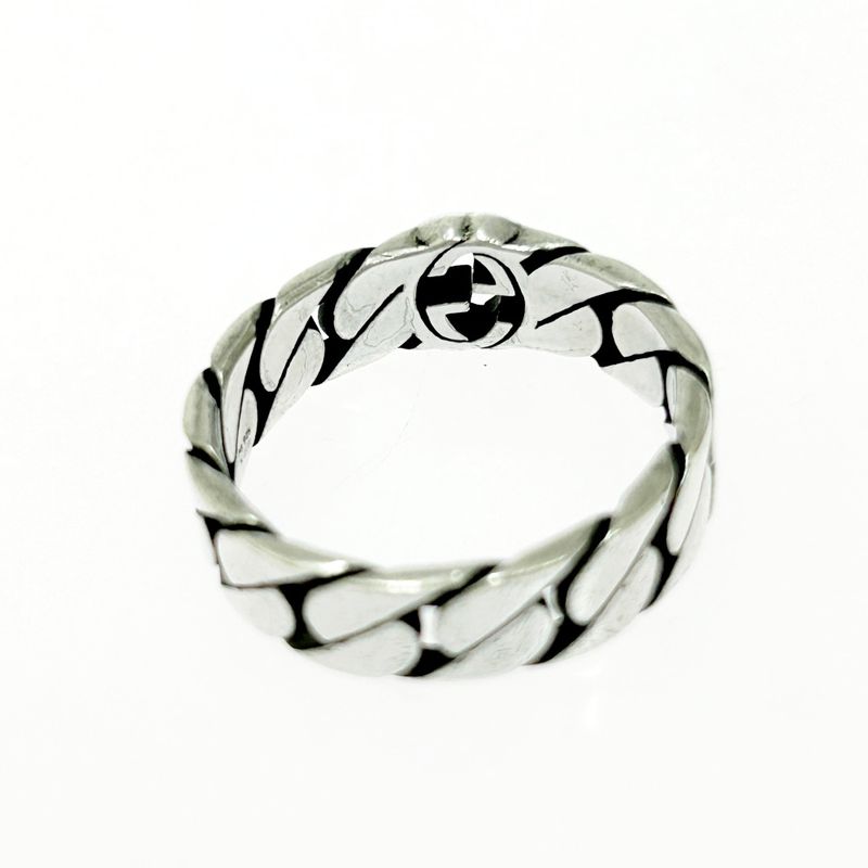 Gucci Silver Interlocking G Chain Ring 5.1 925 Engraved — view 9