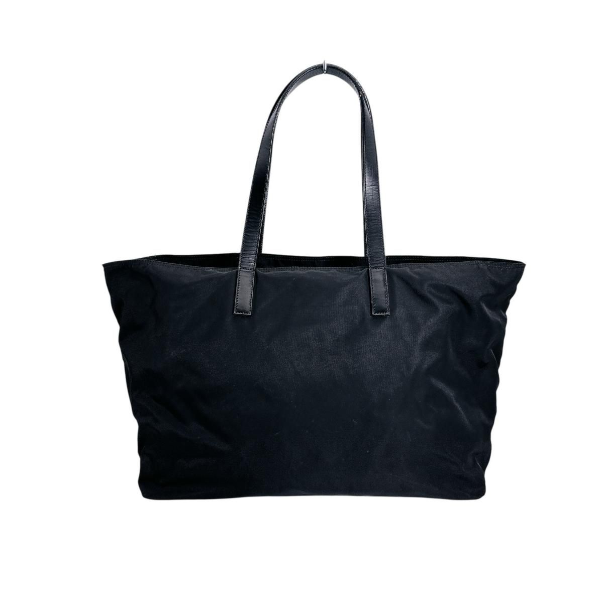 Prada Handbag Triangle Logo Tote Bag Black — view 2
