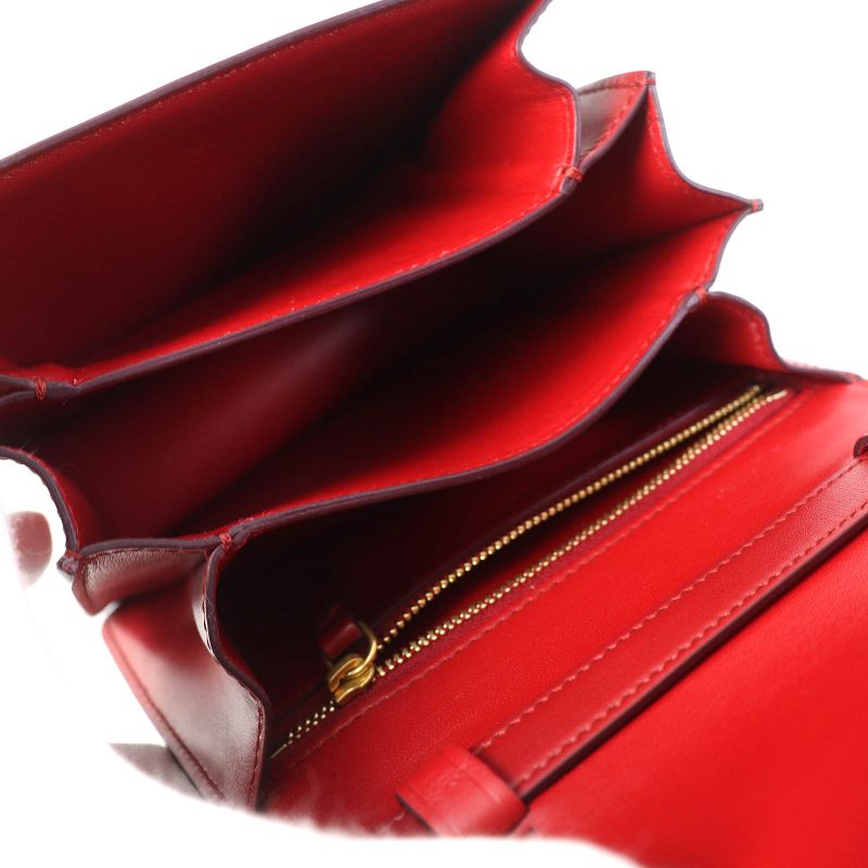 Celine dls Classic Box Small Leather Shoulder Bag Red — view 8
