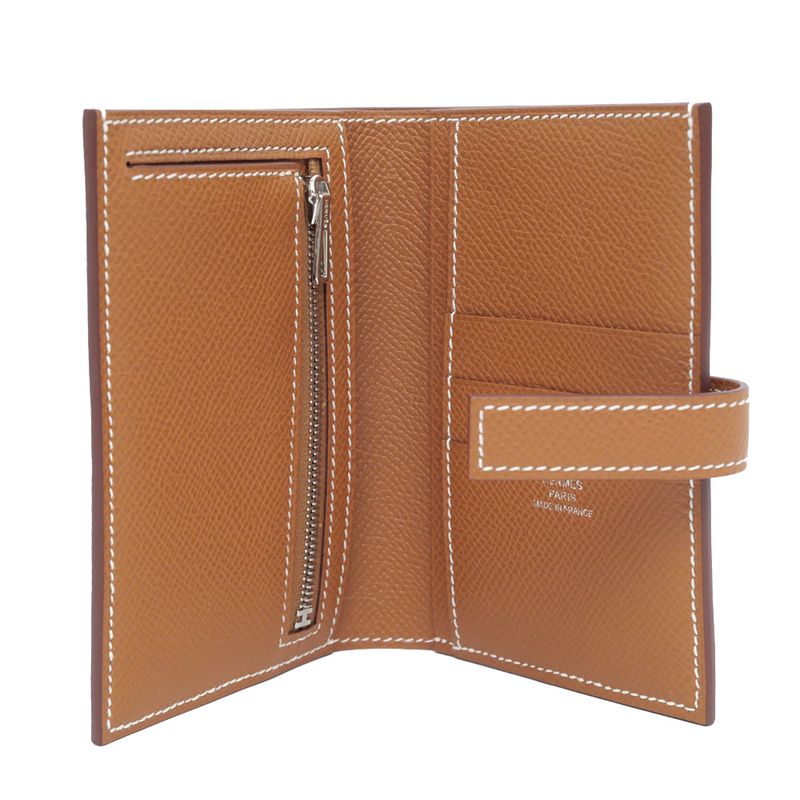 Hermes New-h Passant Compact Veau Epsom Gold Silver Hardware Bifold — view 5