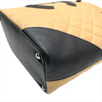 Chanel Cambon Quilted Leather CC Logo Hand Bag Beige Black Bag — view 5