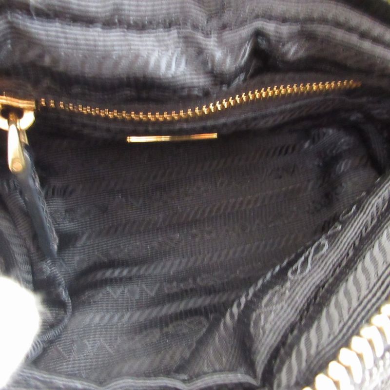 Prada Triangle Plate Denim Black Pouch 0484 — view 4