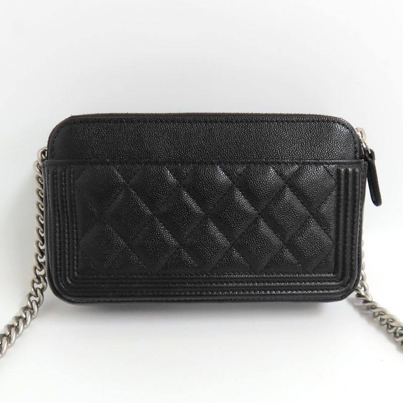 Chanel Boy Phone Case Ap3013 Shoulder Bag Black Caviar Leather — view 3