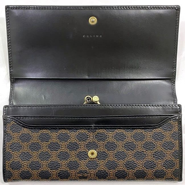 Celine Bifold Long Wallet Black Brown Macadam — view 5
