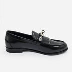 Hermes D'estaing Moccasins Loafers Z Size 38 1 2 Black Studs — view 2
