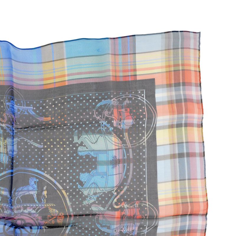 Hermes Carre 55 Scarf Madras Exlibris Bandana Silk Multicolor Accessory — view 6