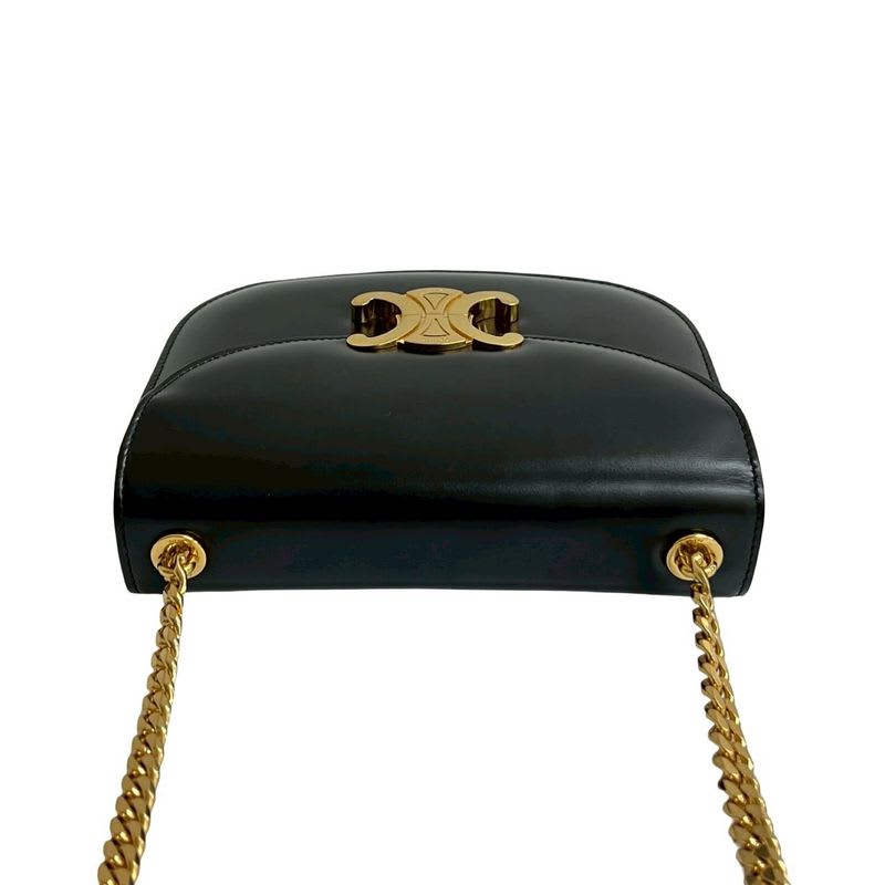 Celine Teen Chain Buzas Triomphe Logo Calf Leather Shoulder Bag — view 5