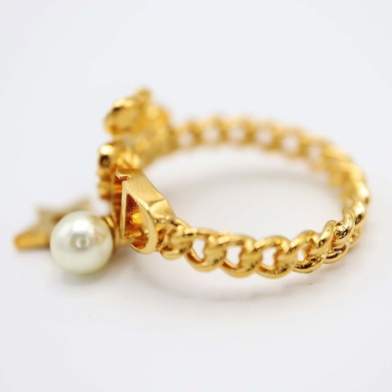Christian Dior Ring D-clover Clover Star Resin Pearl Size L 13.5 — view 6