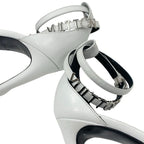 Louis Vuitton Sandals Shoes Leather White Silver Logo Strap — view 9