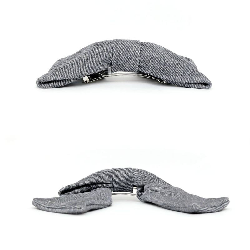 Hermes Barrette Karma Twill Noir Black Gray Silver Hardware Hair — view 4