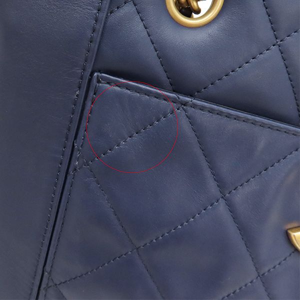 Chanel Tote Quilted Small Shopping Bag Calf Leather Navy Gold Hardware — view 7