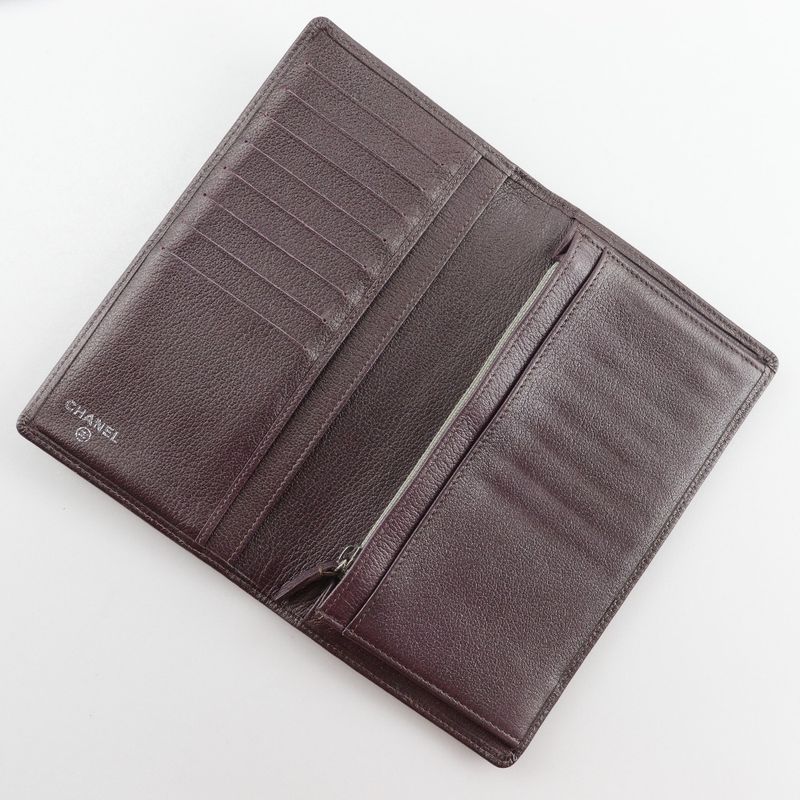 Chanel Camellia Coco Mark Leather Metallic Purple Long Wallet — view 6