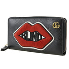 Gucci Round Zipper Embroidery GG Marmont Leather Black Long Wallet — view 2