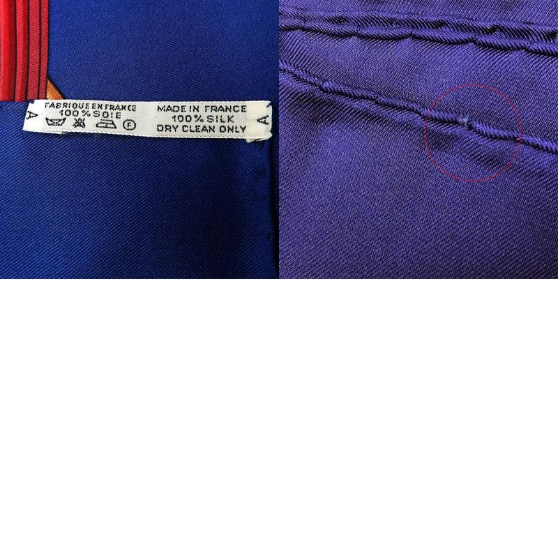 Hermes Scarf Carre 90 Silk Purple Bellflower Red Casy Scarab Pattern — view 9