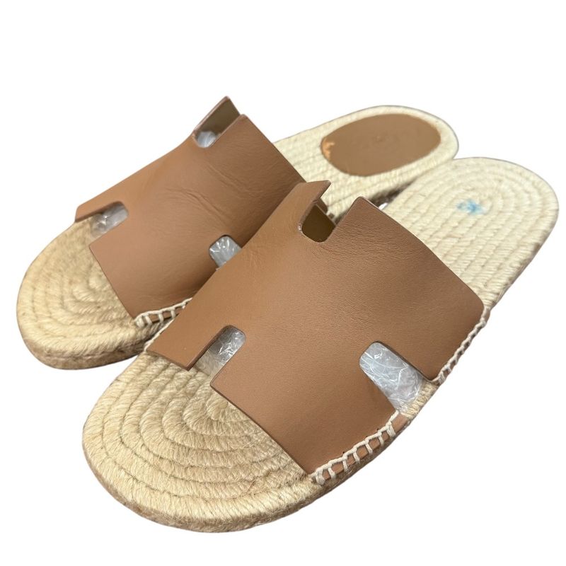 Hermes Espadrille Antigua Flat Leather Sandals 42 Brown — view 2