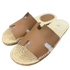 Hermes Espadrille Antigua Flat Leather Sandals 42 Brown — view 2