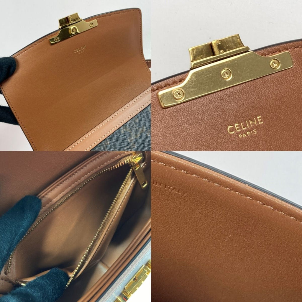 Celine Triomphe Shoulder Bag Bz4.04 lu Brown Leather — view 5