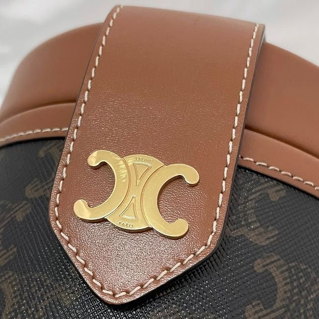 Celine Shoulder Bag Tambour Brown Triomphe Canvas — view 4
