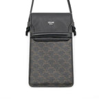 Celine Mobile Smartphone Accessories Leather Canvas Black Triomphe Logo Phone — view 4